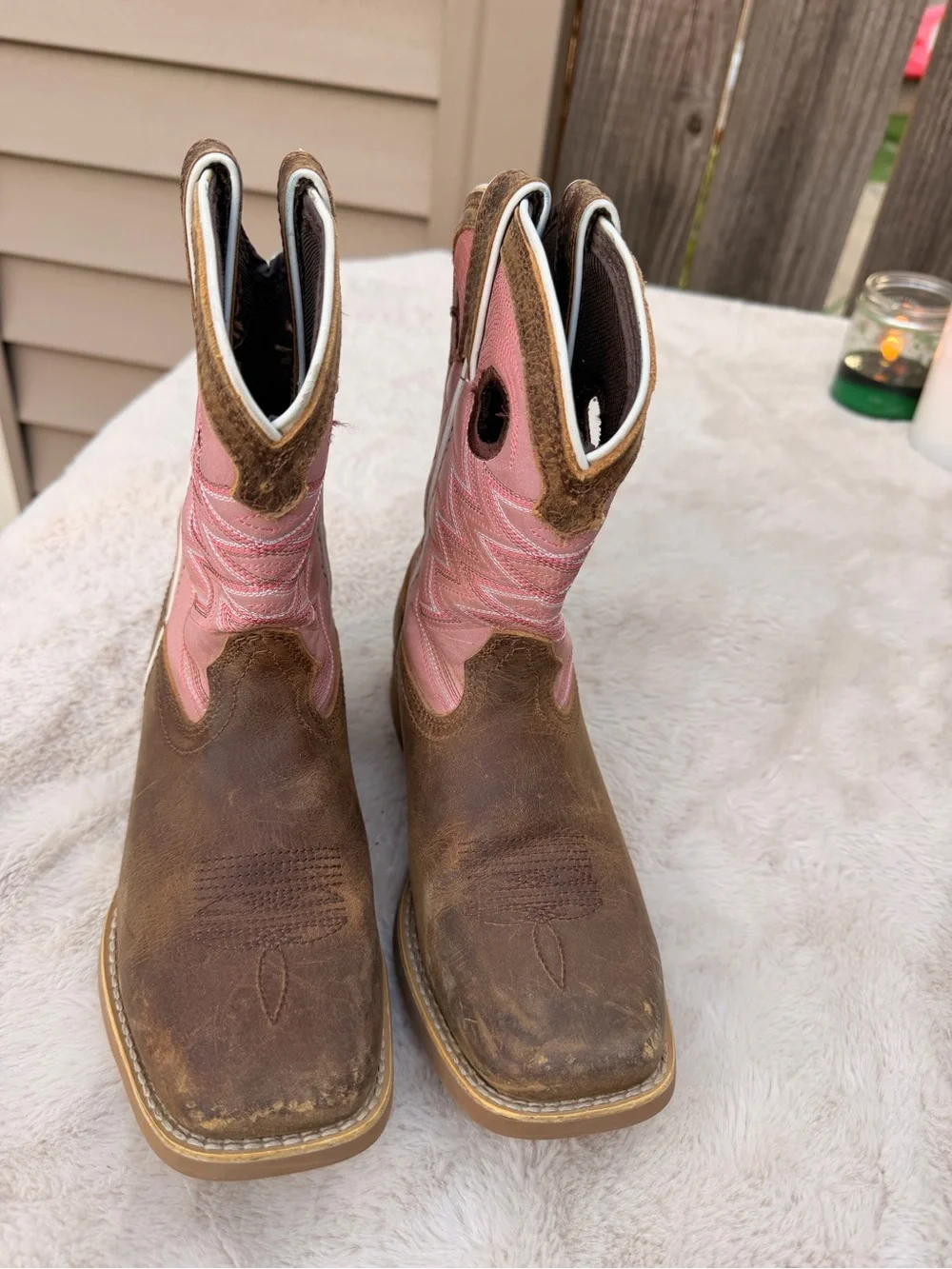 Durango Brown Leather Foot Pink Shaft Girls Western Boots size girls 3